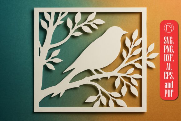 Download Round Tree Branch with Bird SVG Cut File - Bird svg Collection