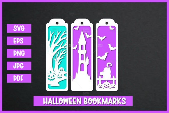 Download 3 Halloween Paper Cut Bookmarks SVG - Halloween paper cut Collection