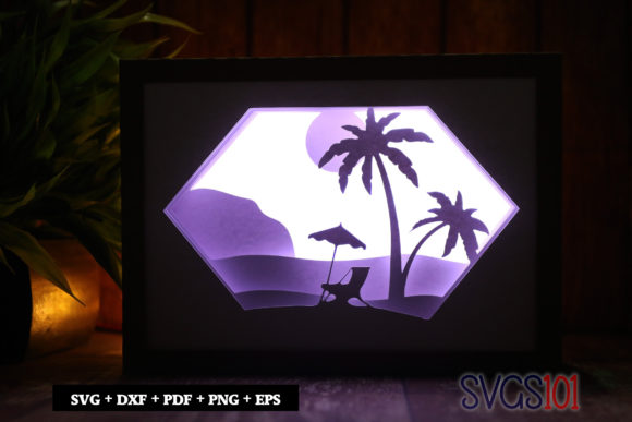Download Palm Trees at the Beach Light Box SVG - Beach light box svg Collection