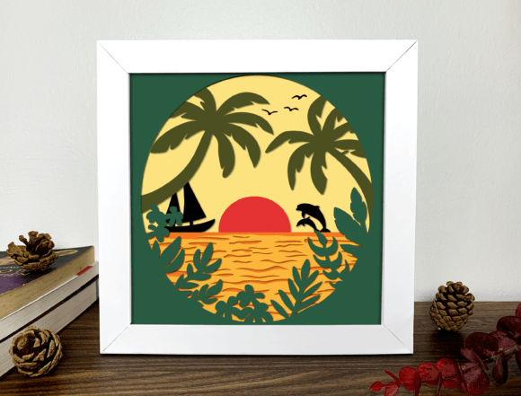 Download Summer Beach 3D Shadow Box Svg - Premium Resources