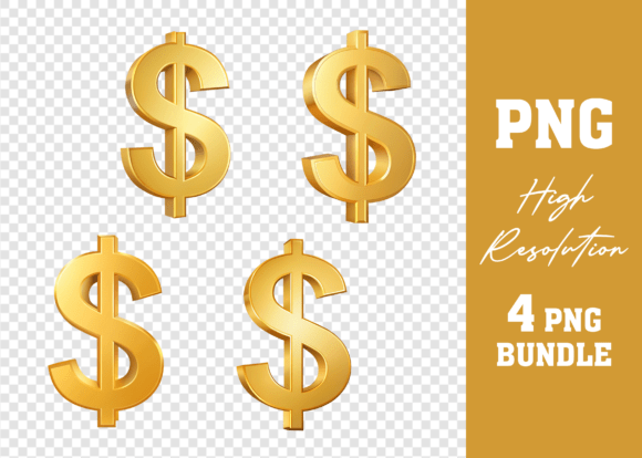 Download 3D PNG Golden Dollar Icon Mega Bundle - Icon mega bundle Collection
