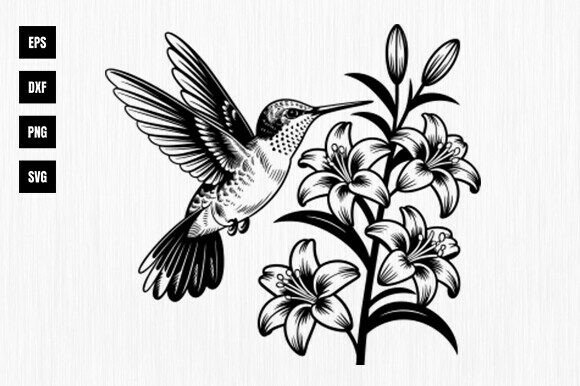 Download Hummingbird with Flower, Floral Bird Svg - Bird svg Collection