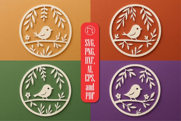 Download Round Tree Branch with Bird SVG Cut File - Bird svg Collection