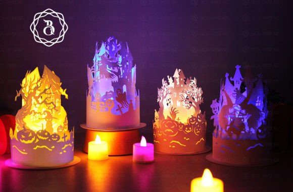 Download Combo 4 Items Halloween Paper Cut Lamps - Halloween paper cut Collection